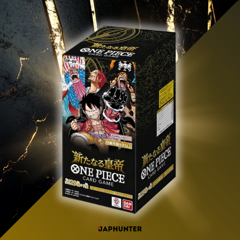 One Piece OP-09 Emperors in the New World, sealed Japanese-edition booster display