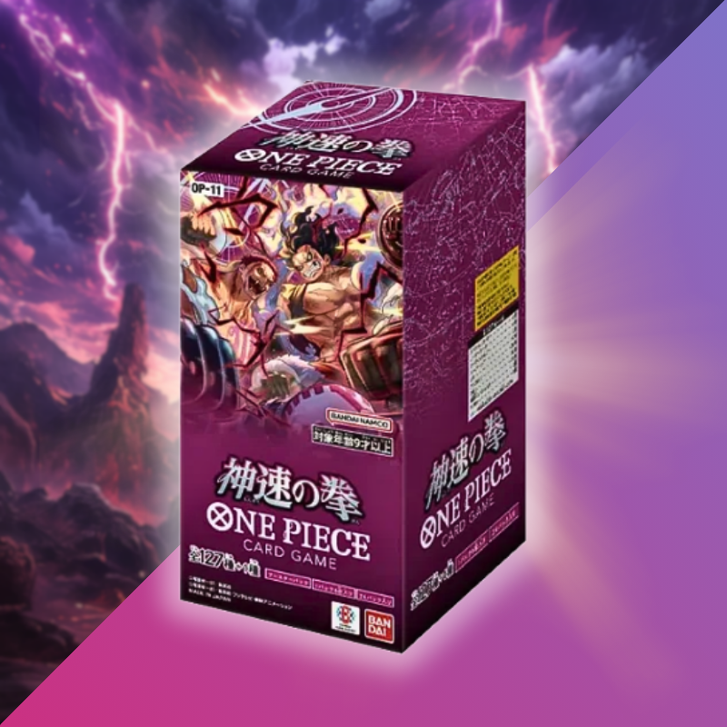 One Piece OP-11 A Fist of Divine Speed, sealed Japanese-edition booster display