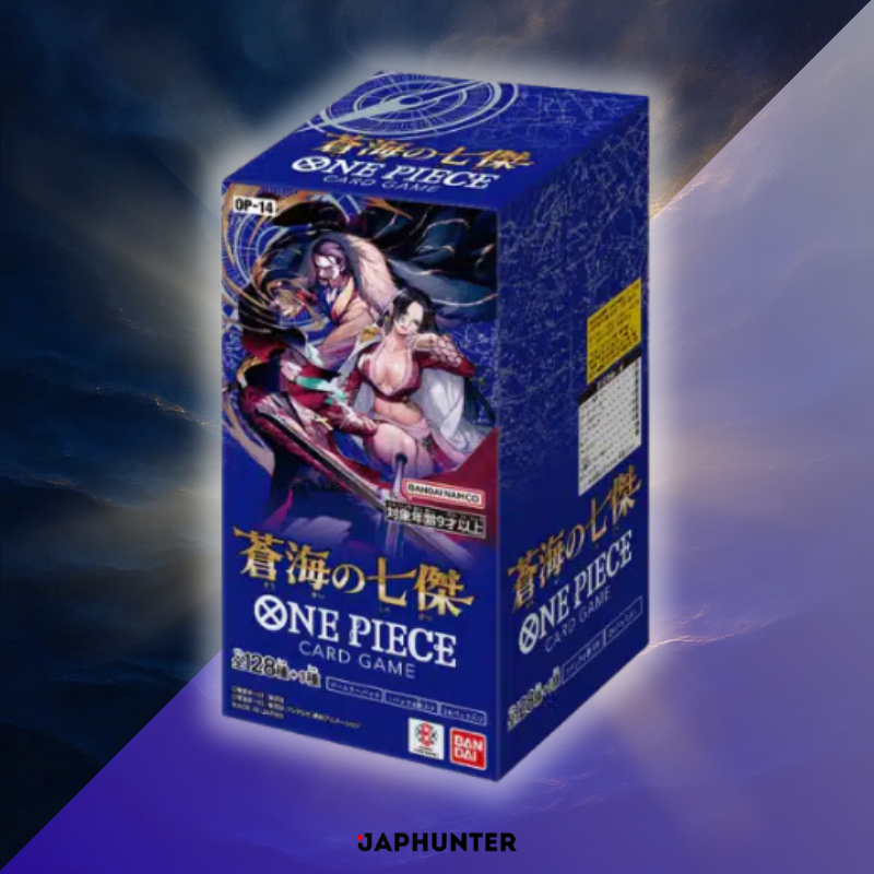One Piece OP-14 Heroes of the Great Sea, sealed Japanese-edition booster display