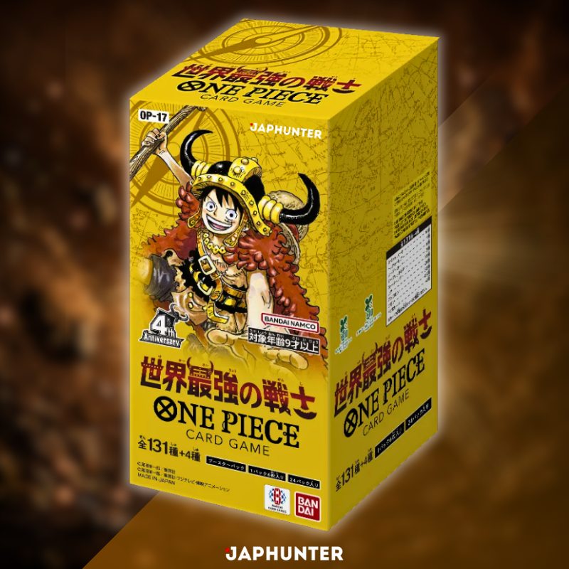 One Piece OP-17 The World's Strongest Warriors, sealed Japanese-edition booster display