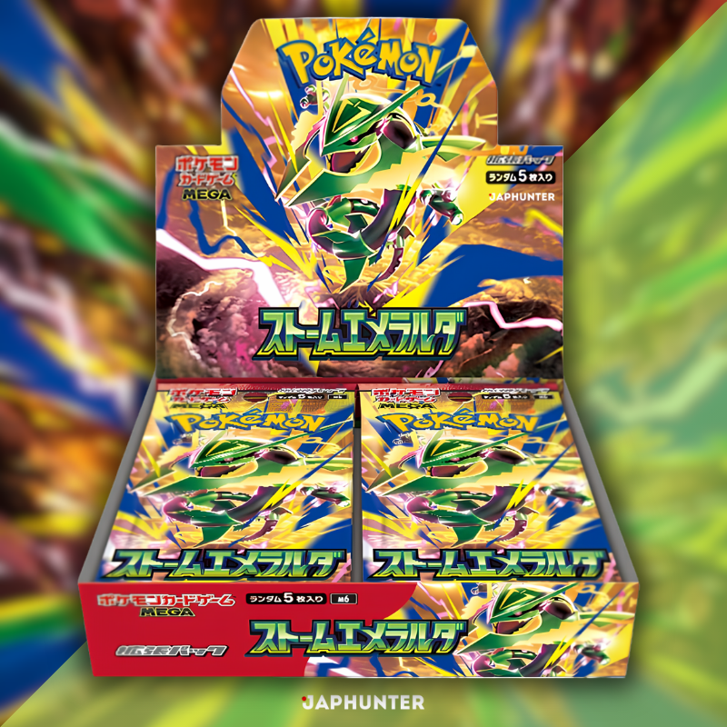 Pokémon Storm Emeralda M6, sealed Japanese-edition booster display
