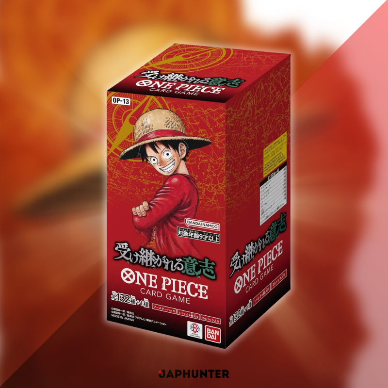 One Piece OP-13 Carrying On His Will, sealed Japanese-edition booster display